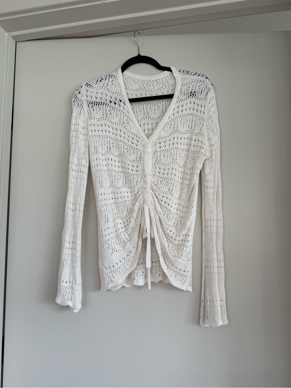 Women's White Knit Drawstring Long Sleeve - Size M/L
